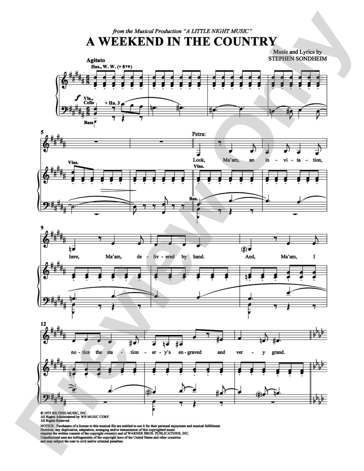 A Weekend in the Country: Piano/Vocal/Chords Digital Sheet Music