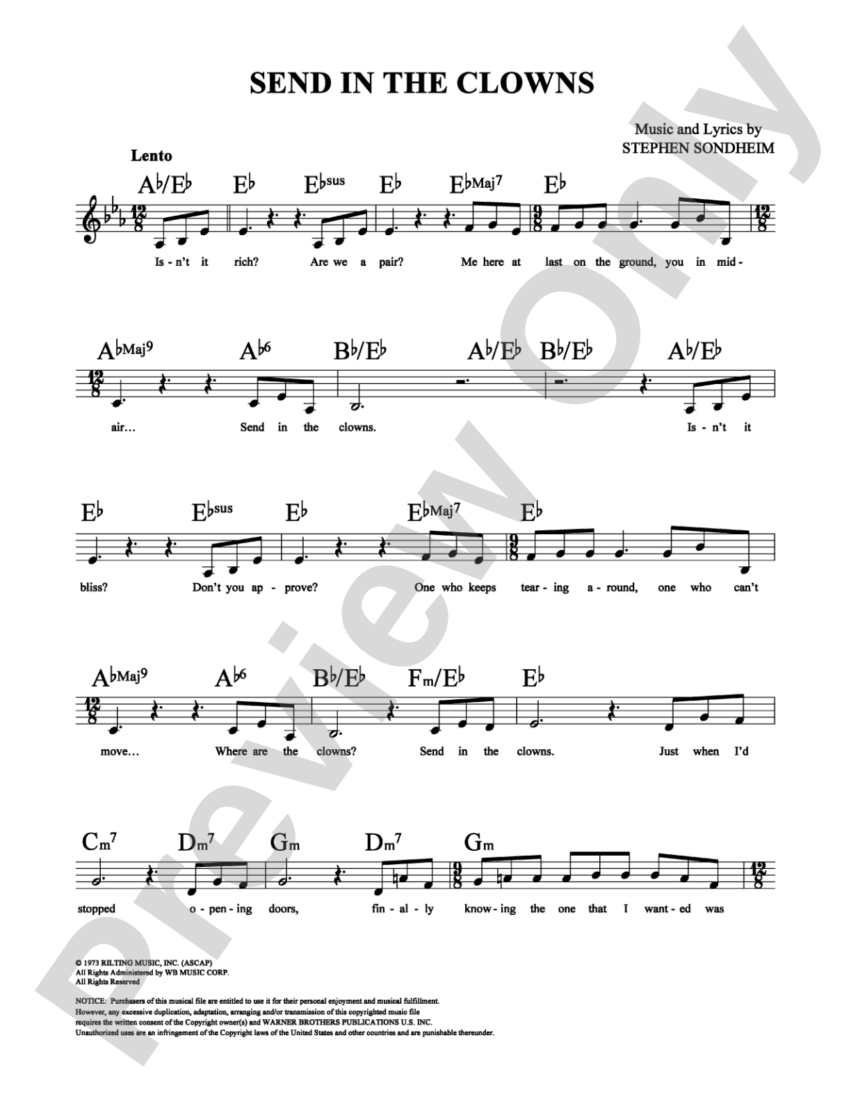 Send In The Clowns: Lead Sheet Digital Sheet Music