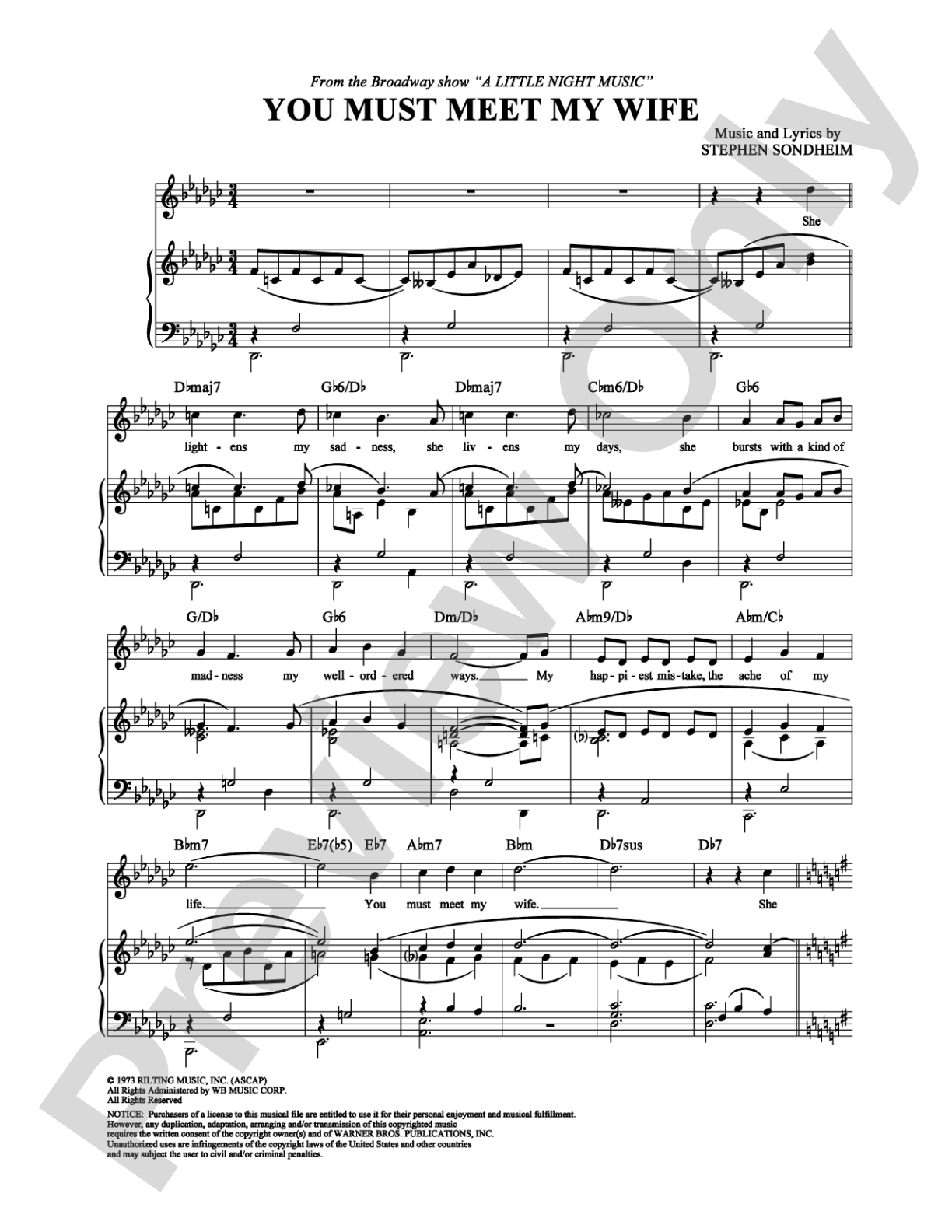 You Must Meet My Wife: Piano/Vocal/Chords Digital Sheet Music