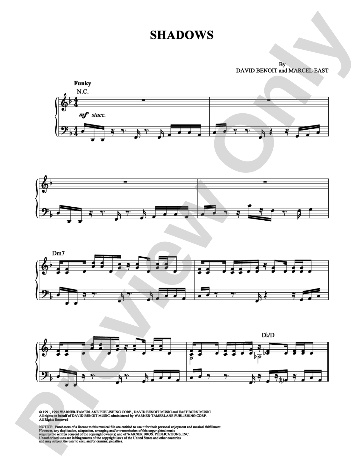 Shadows: Piano Digital Sheet Music