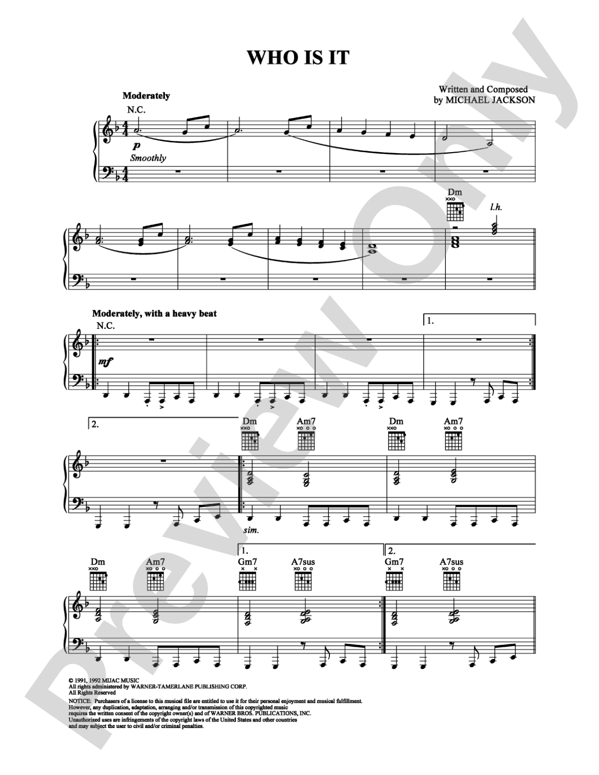 Who Is It: Piano/Vocal/Chords Digital Sheet Music