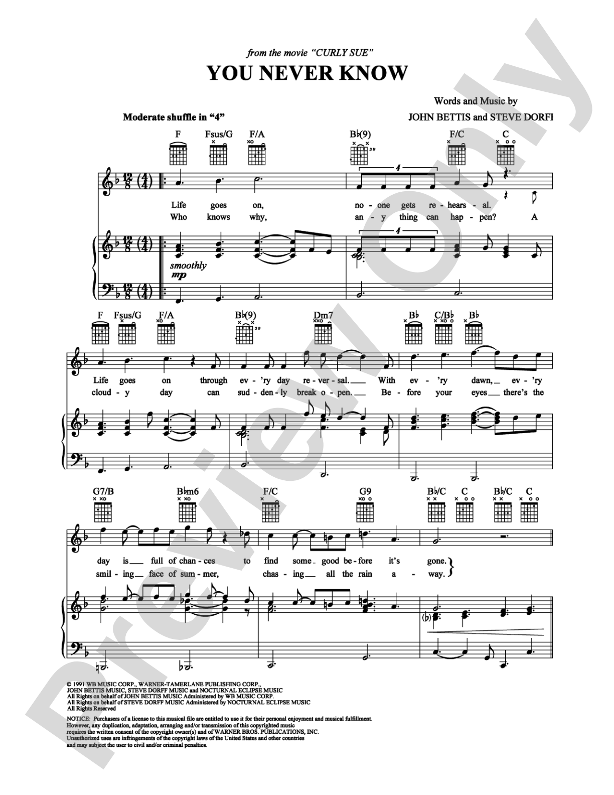 You Never Know: Piano/Vocal/Chords Digital Sheet Music