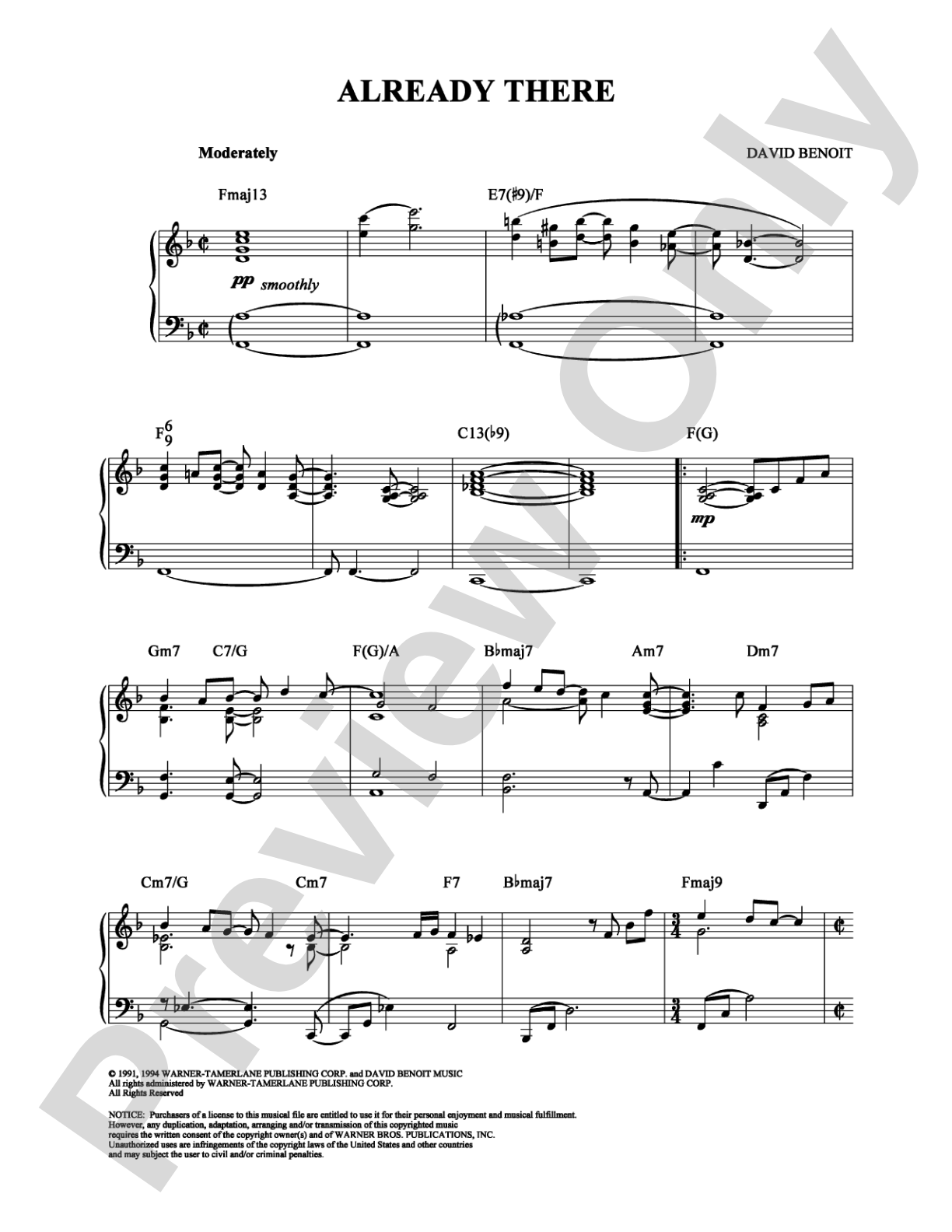 Already There: Piano Digital Sheet Music