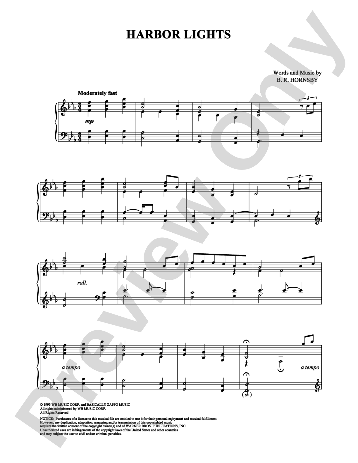 Harbor Lights: Piano/Vocal/Chords Digital Sheet Music