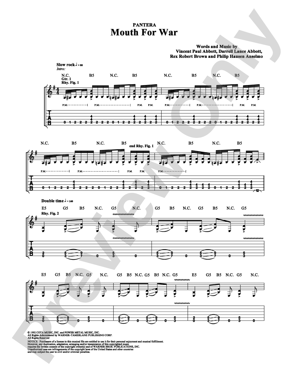 Mouth For War: Guitar TAB Digital Sheet Music