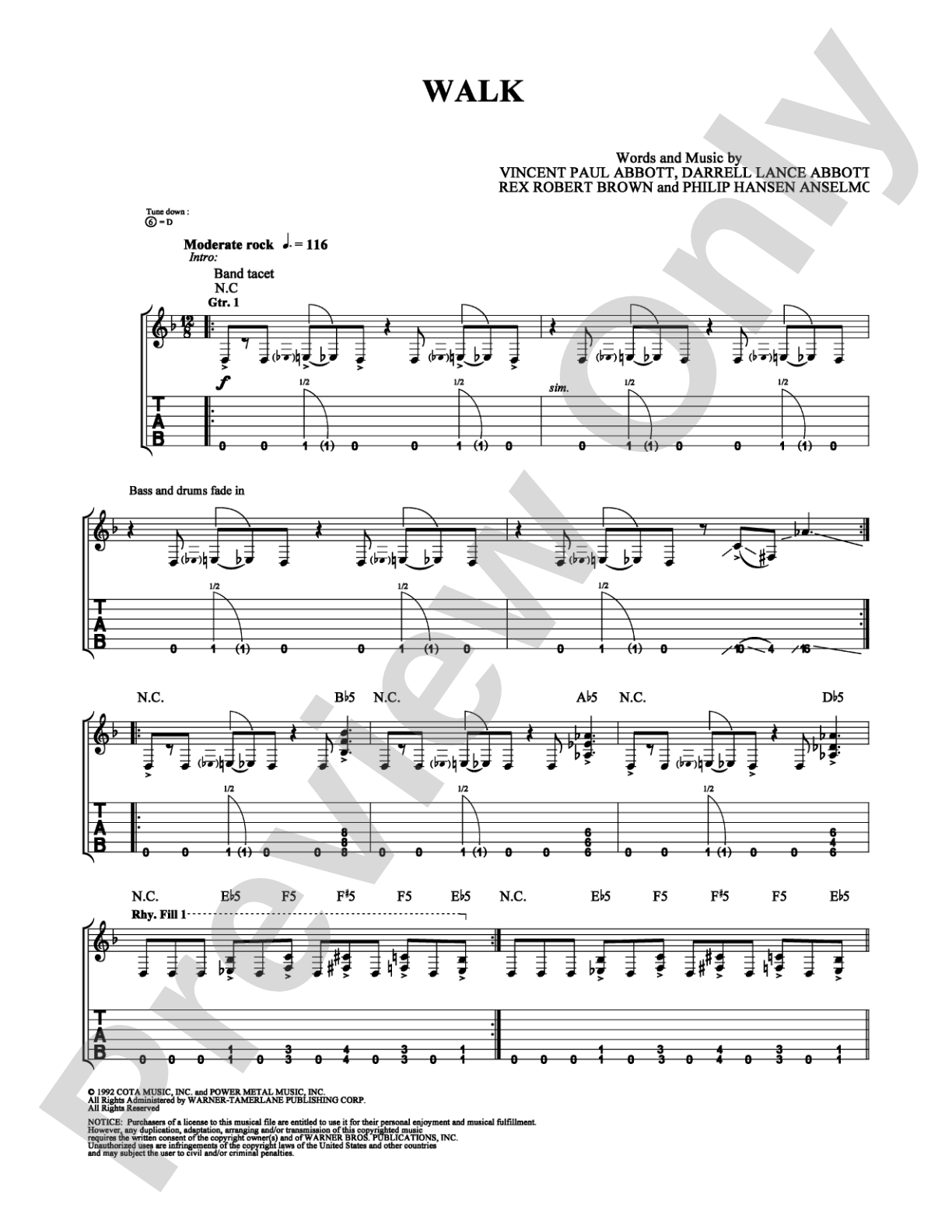 Walk: Guitar TAB Digital Sheet Music