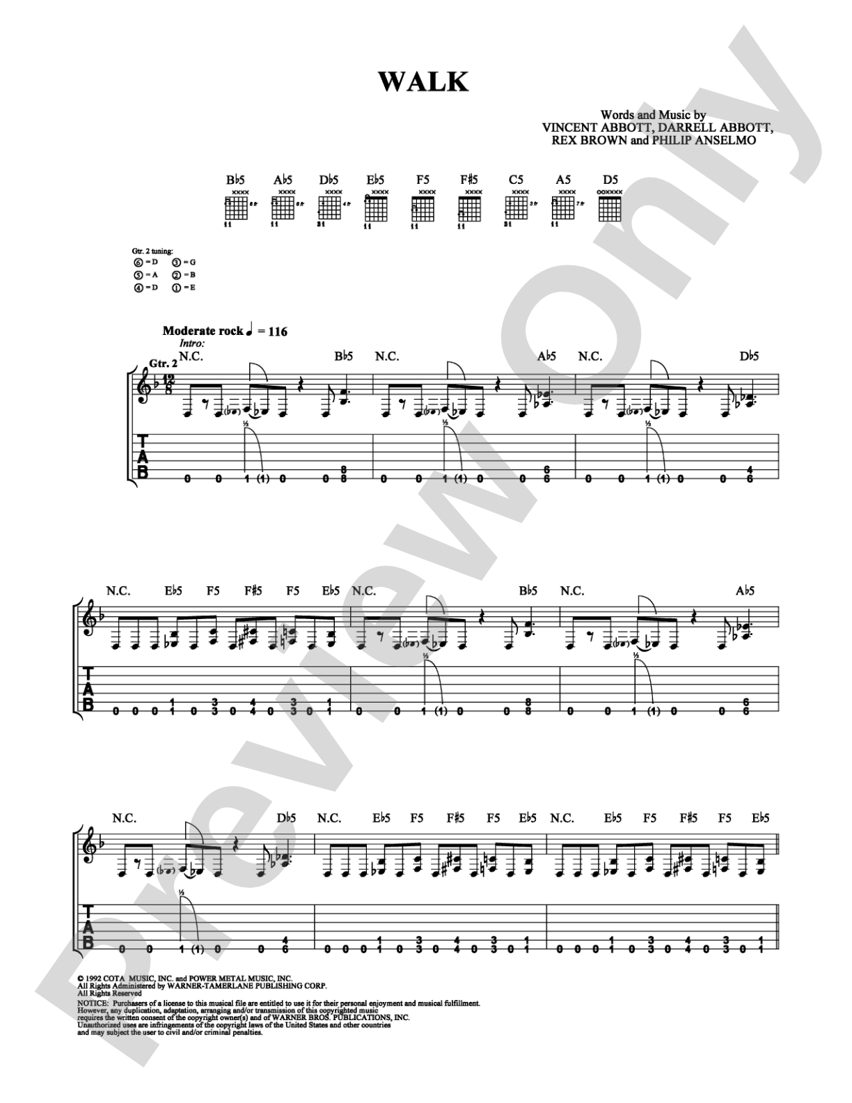 Walk: Easy Guitar Digital Sheet Music