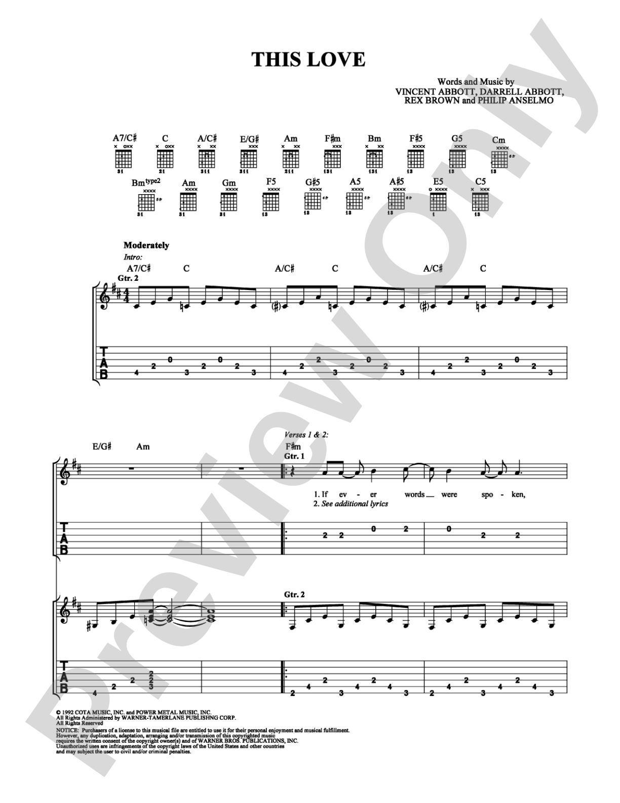 This Love: Easy Guitar Digital Sheet Music