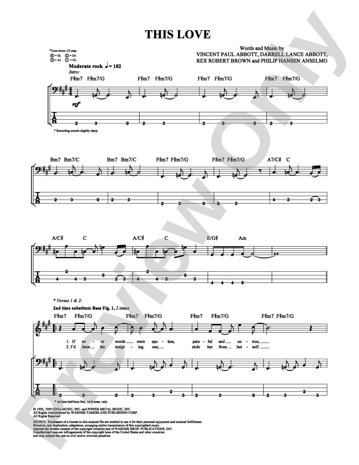 This Love: Bass TAB Digital Sheet Music