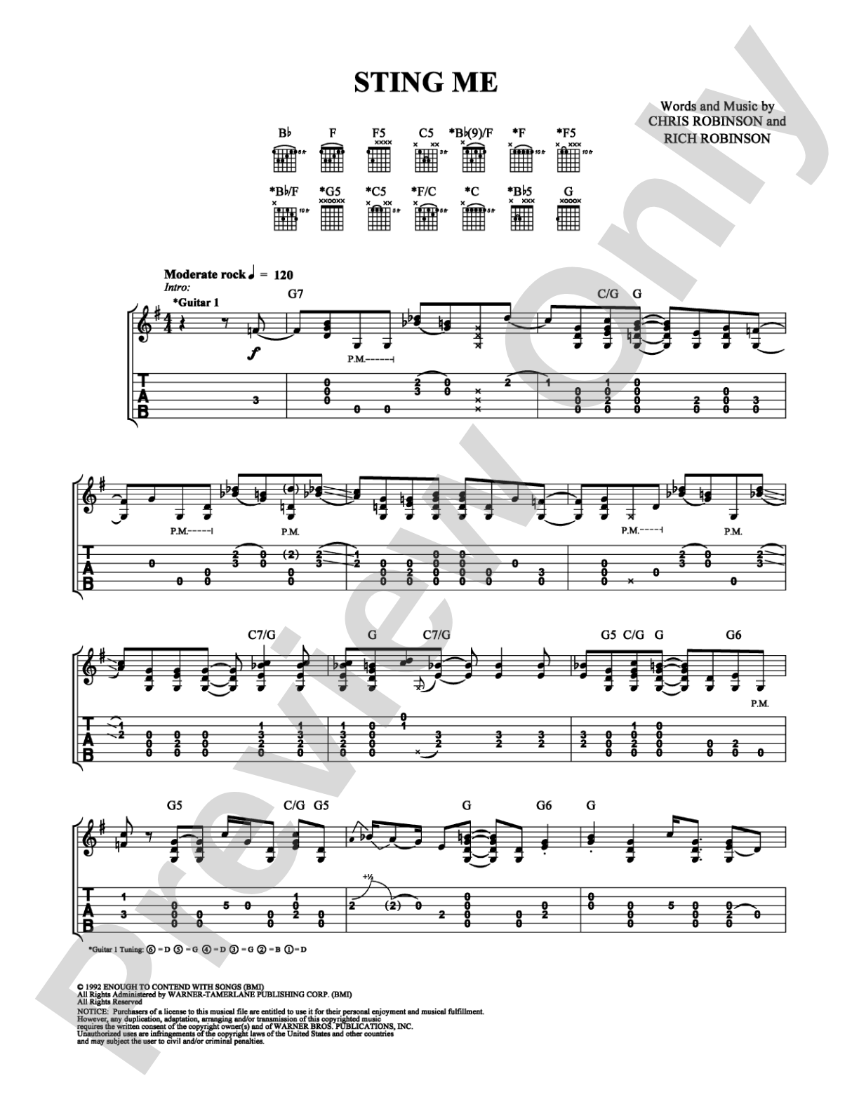 Sting Me: Guitar TAB Digital Sheet Music