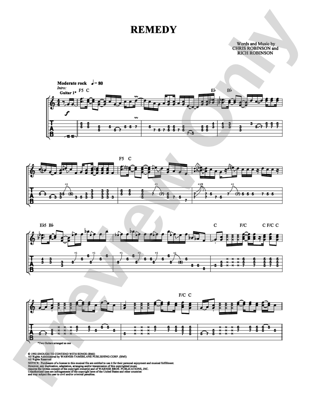 Remedy: Guitar TAB Digital Sheet Music