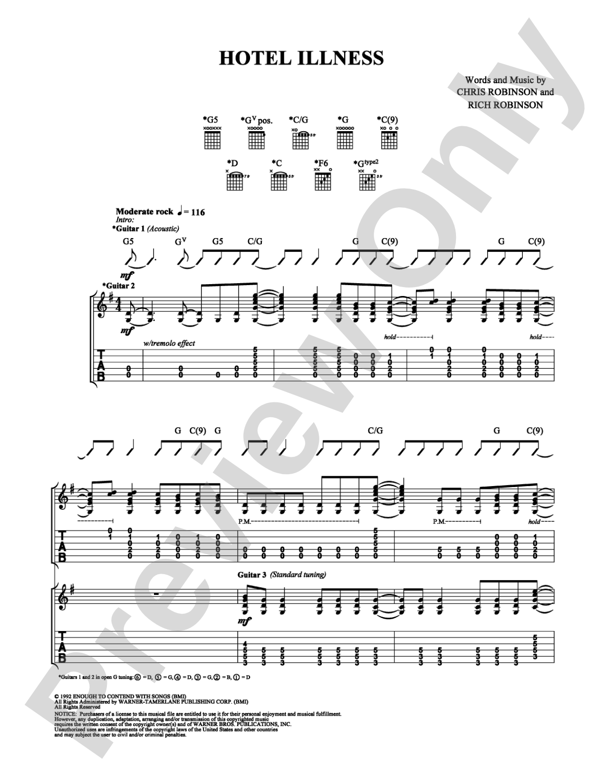Hotel Illness: Guitar TAB Digital Sheet Music