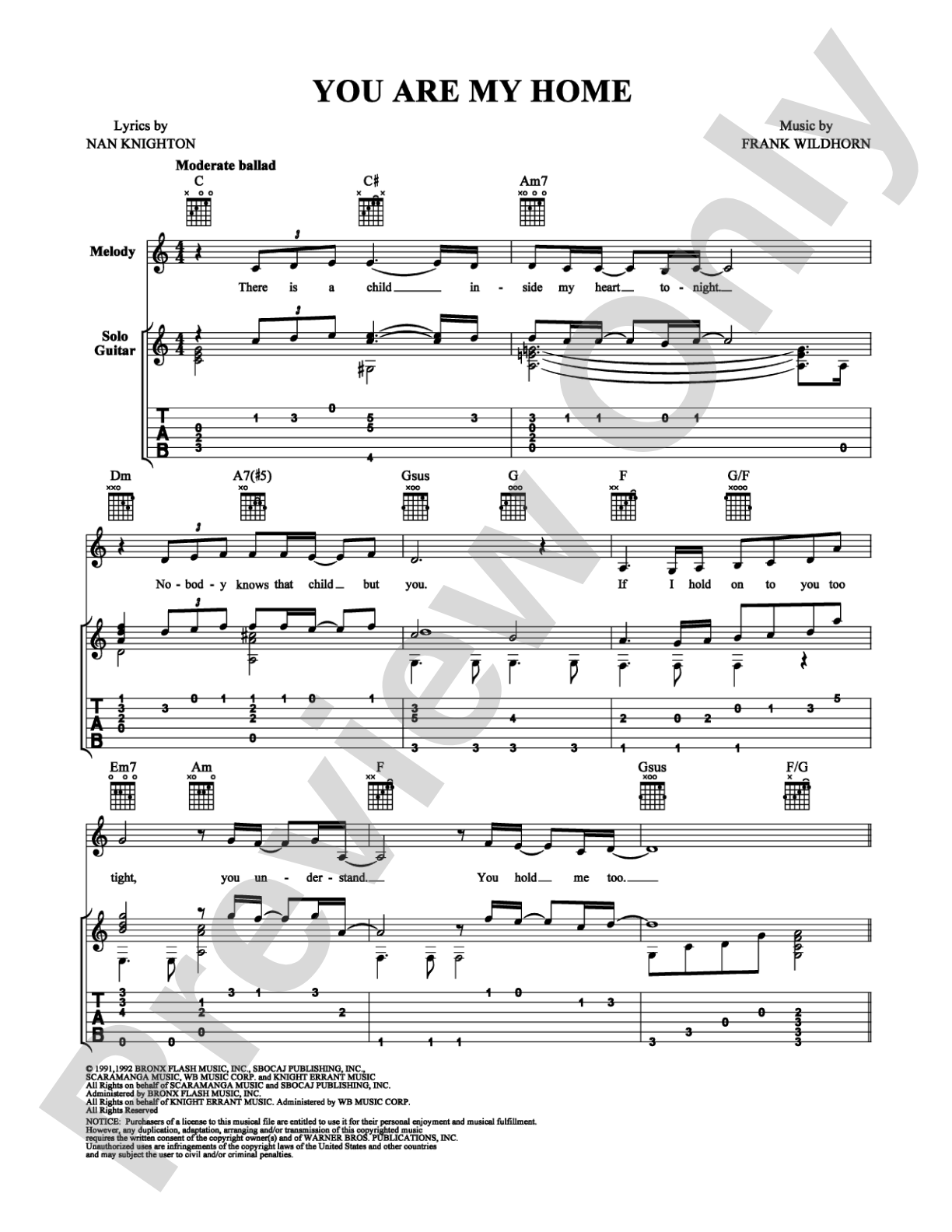 You Are My Home: Guitar TAB Digital Sheet Music