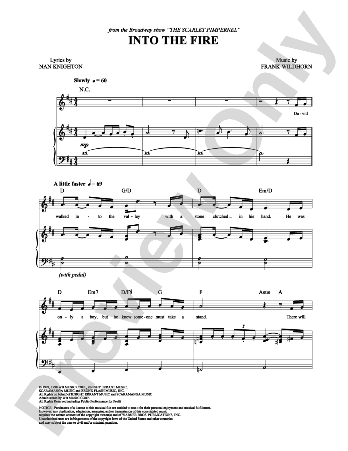 Into The Fire: Piano/Vocal/Chords Digital Sheet Music