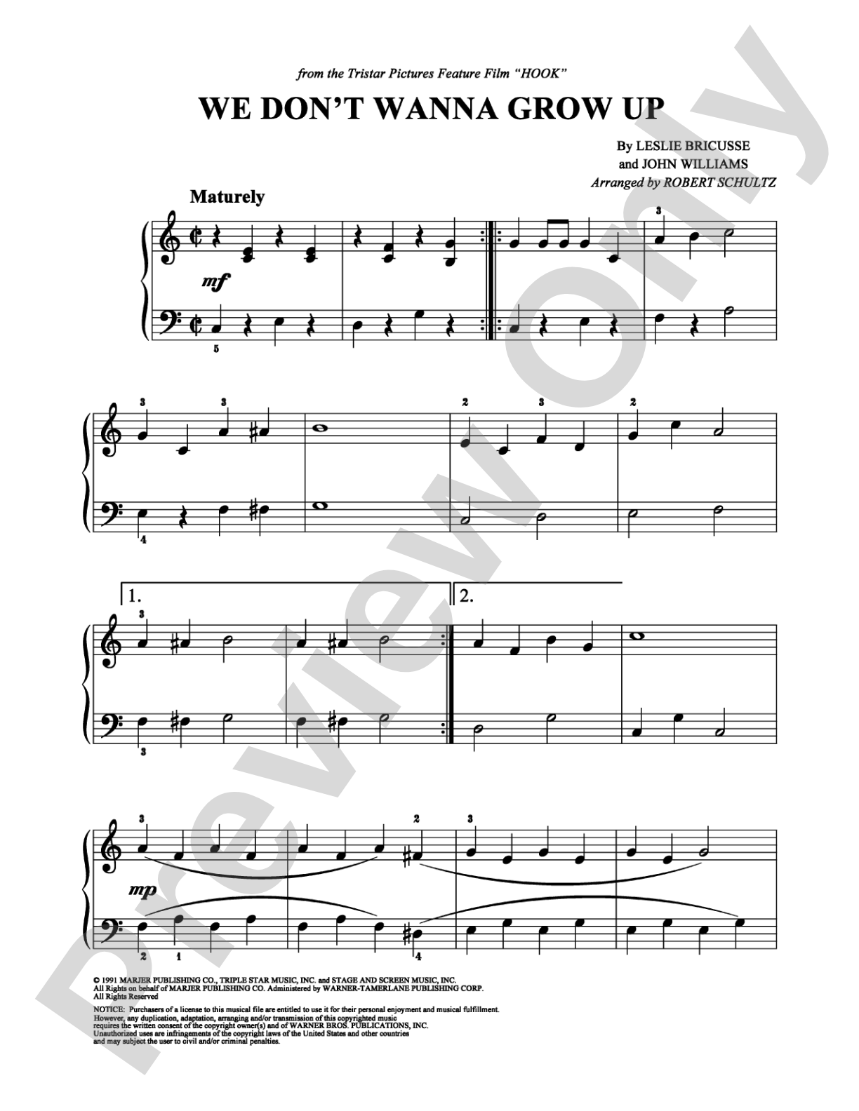 We Don't Wanna Grow Up: Easy Piano Digital Sheet Music