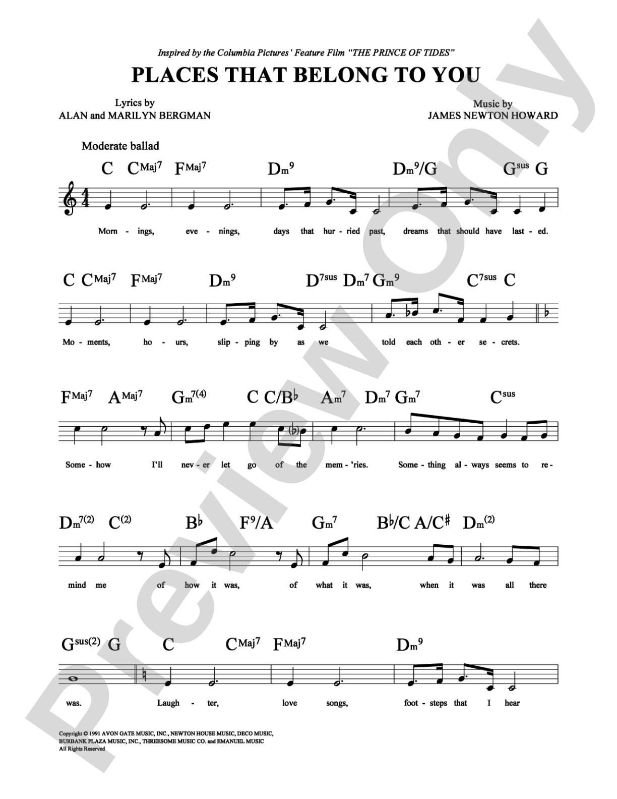 Places That Belong to You: Lead Sheet Digital Sheet Music