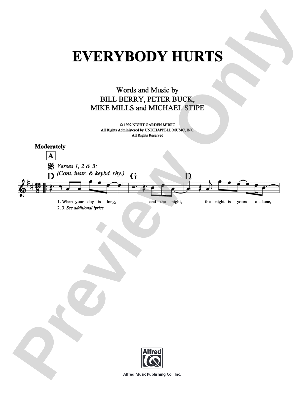Everybody Hurts: Lead Sheet Digital Sheet Music