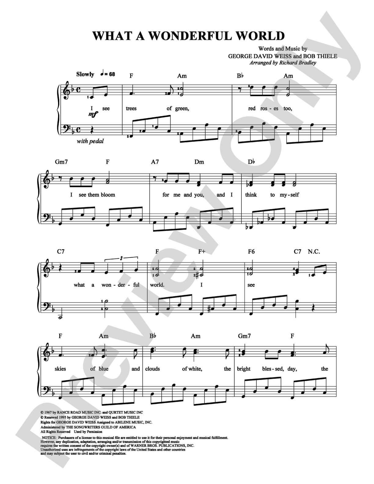 What A Wonderful World: Easy Piano Digital Sheet Music