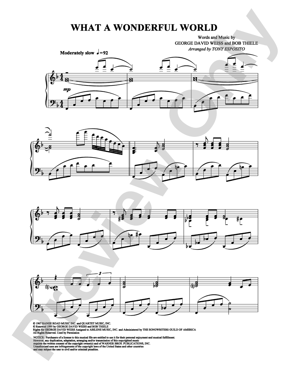 What a Wonderful World: Piano Digital Sheet Music