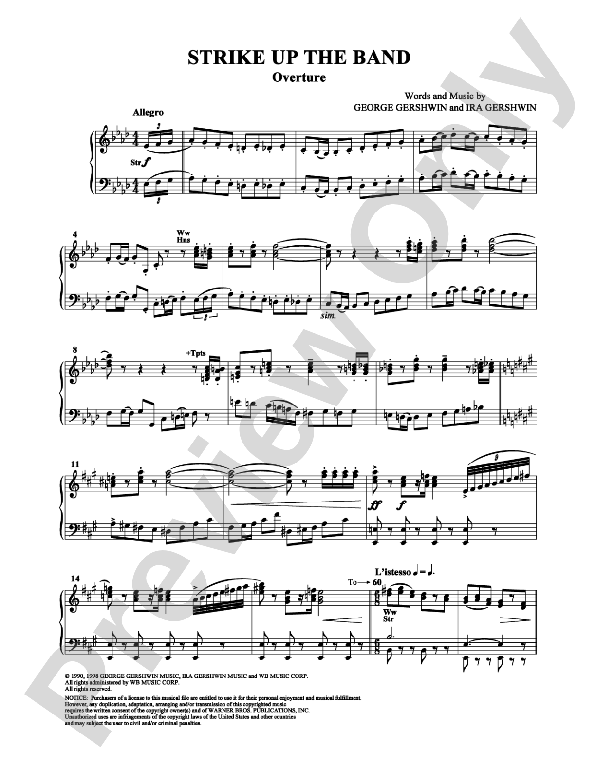 Overture: Piano Digital Sheet Music