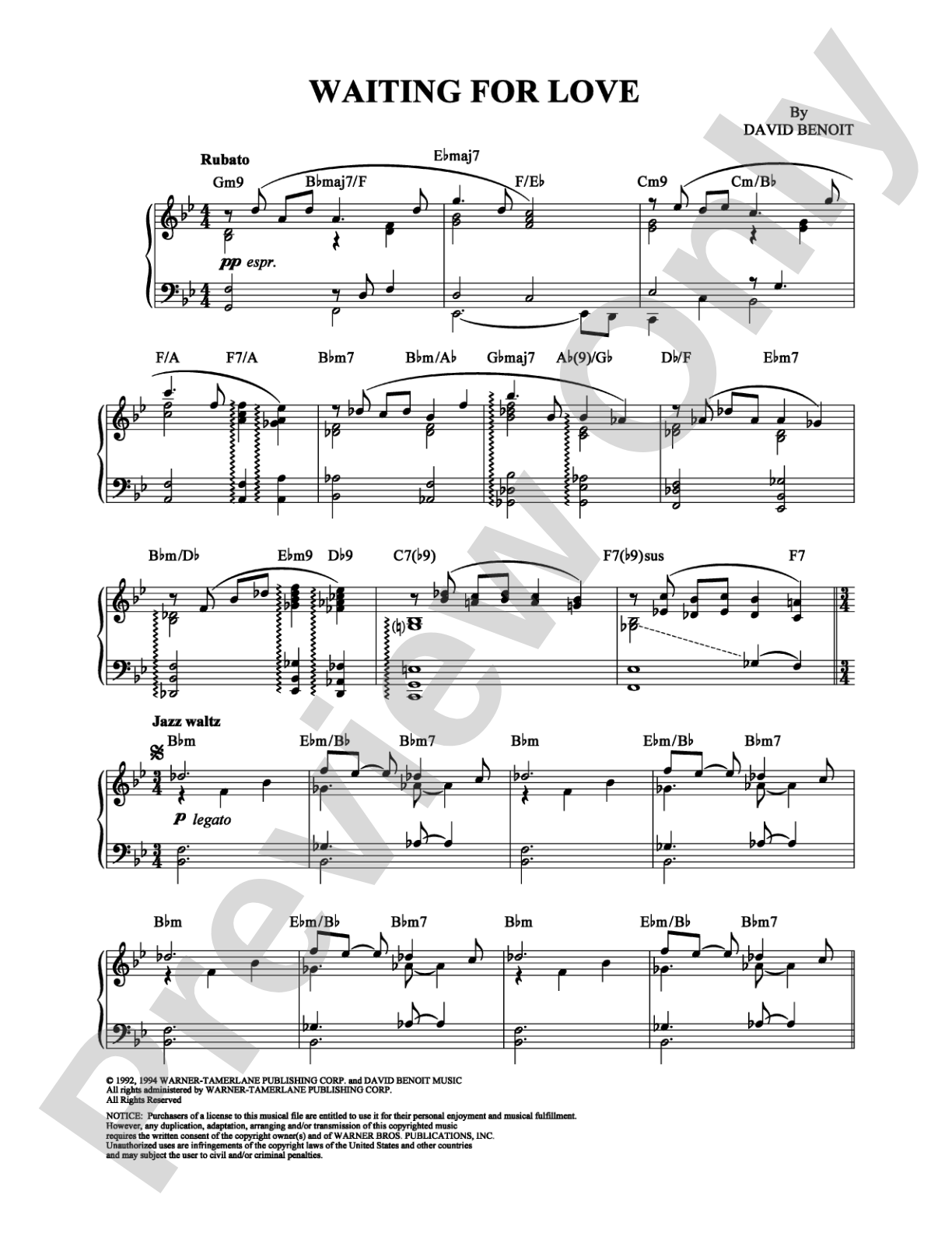 Waiting For Love: Piano Digital Sheet Music