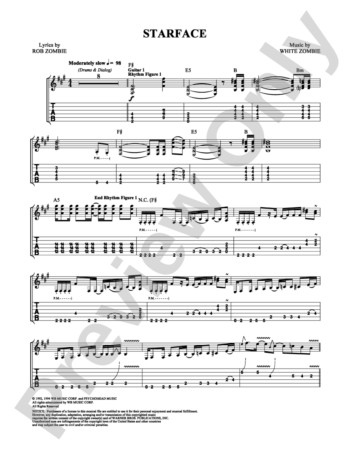 Starface: Guitar TAB Digital Sheet Music