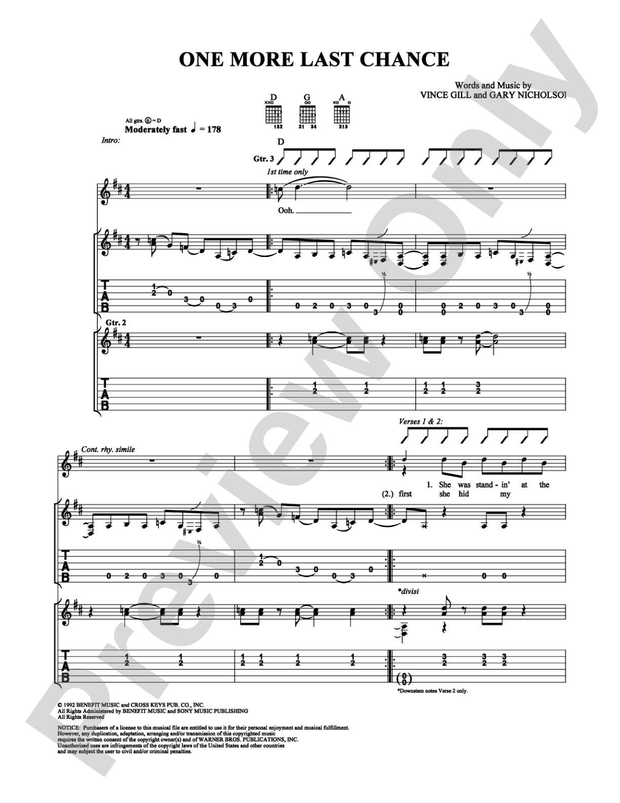 One More Last Chance: Guitar TAB Digital Sheet Music