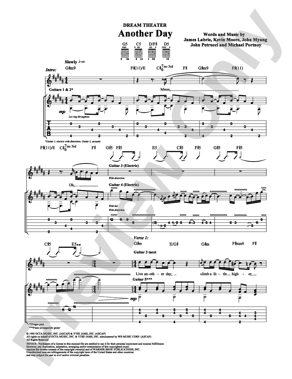 Another Day: Guitar TAB Digital Sheet Music