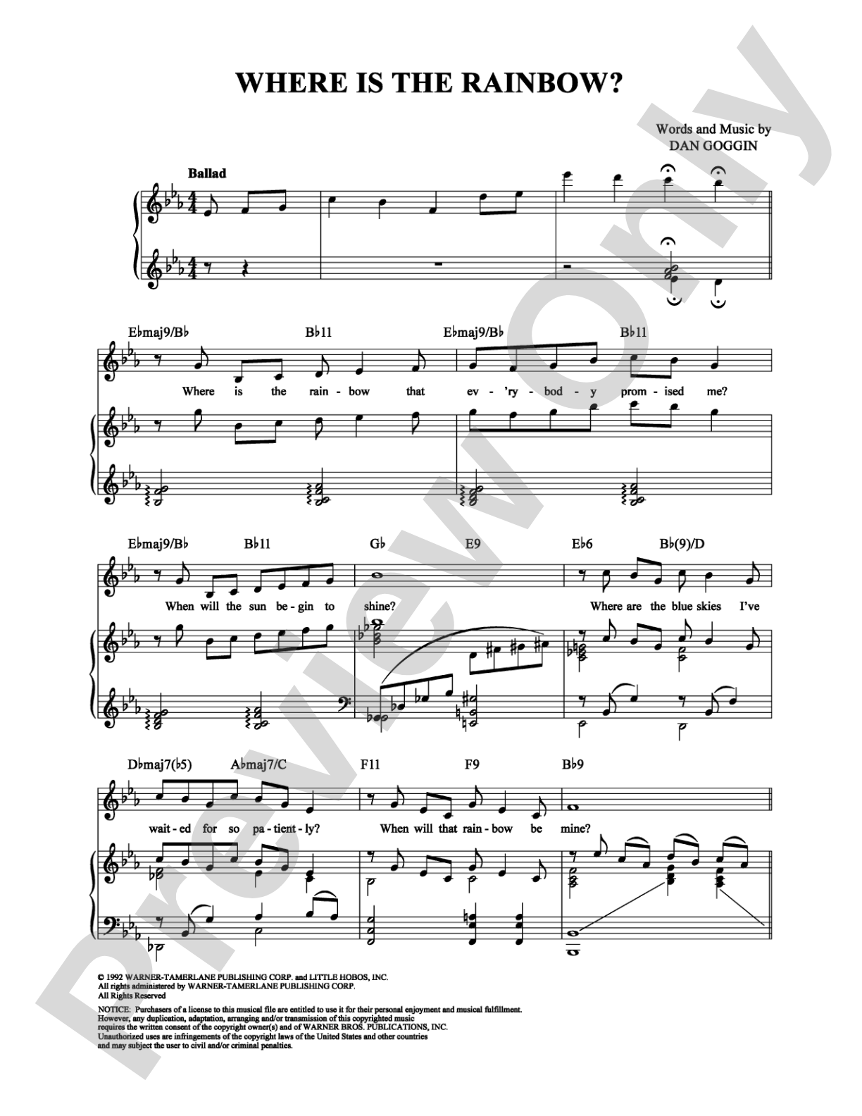 Where Is The Rainbow?: Piano/Vocal/Chords Digital Sheet Music