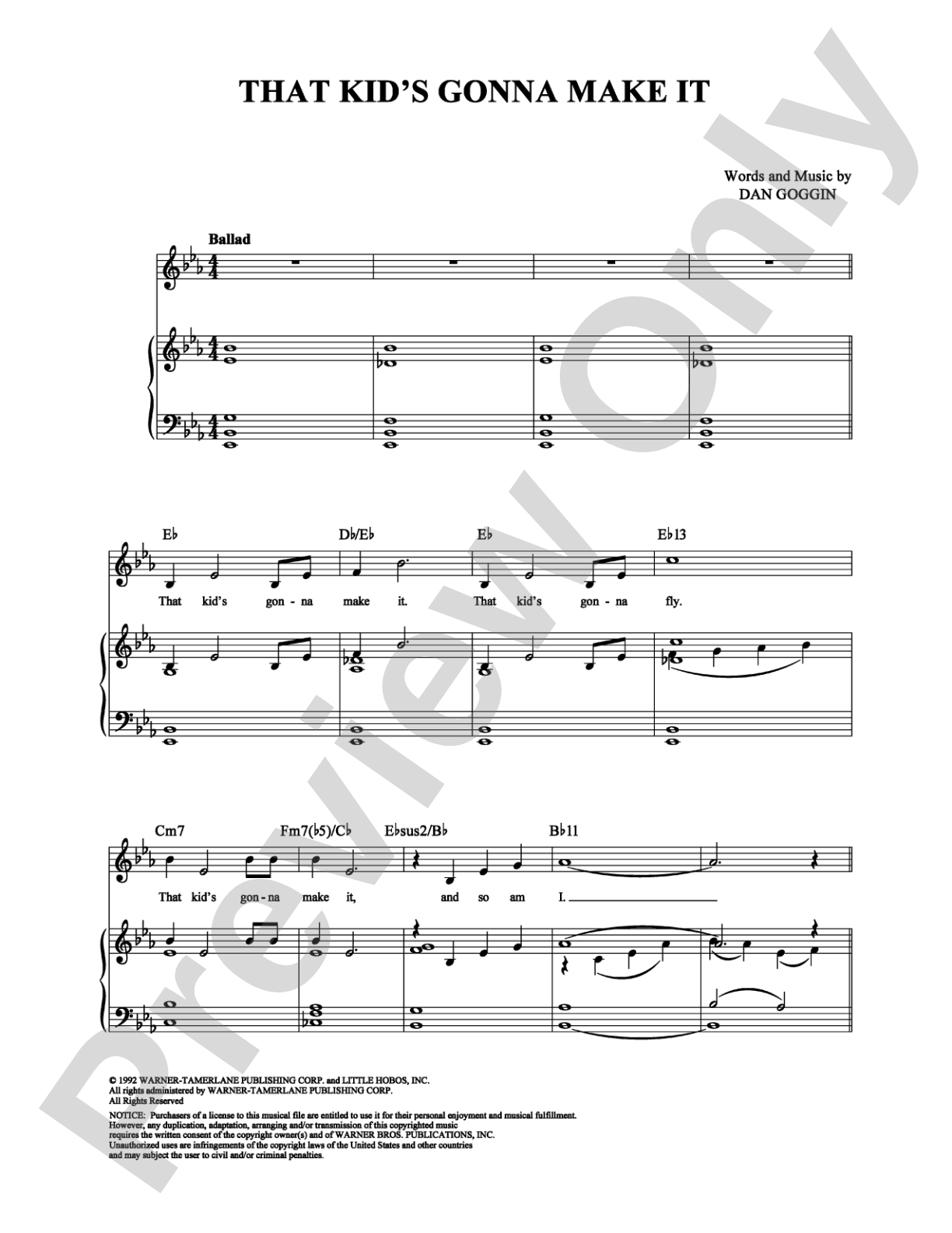 That Kid's Gonna Make It: Piano/Vocal/Chords Digital Sheet Music