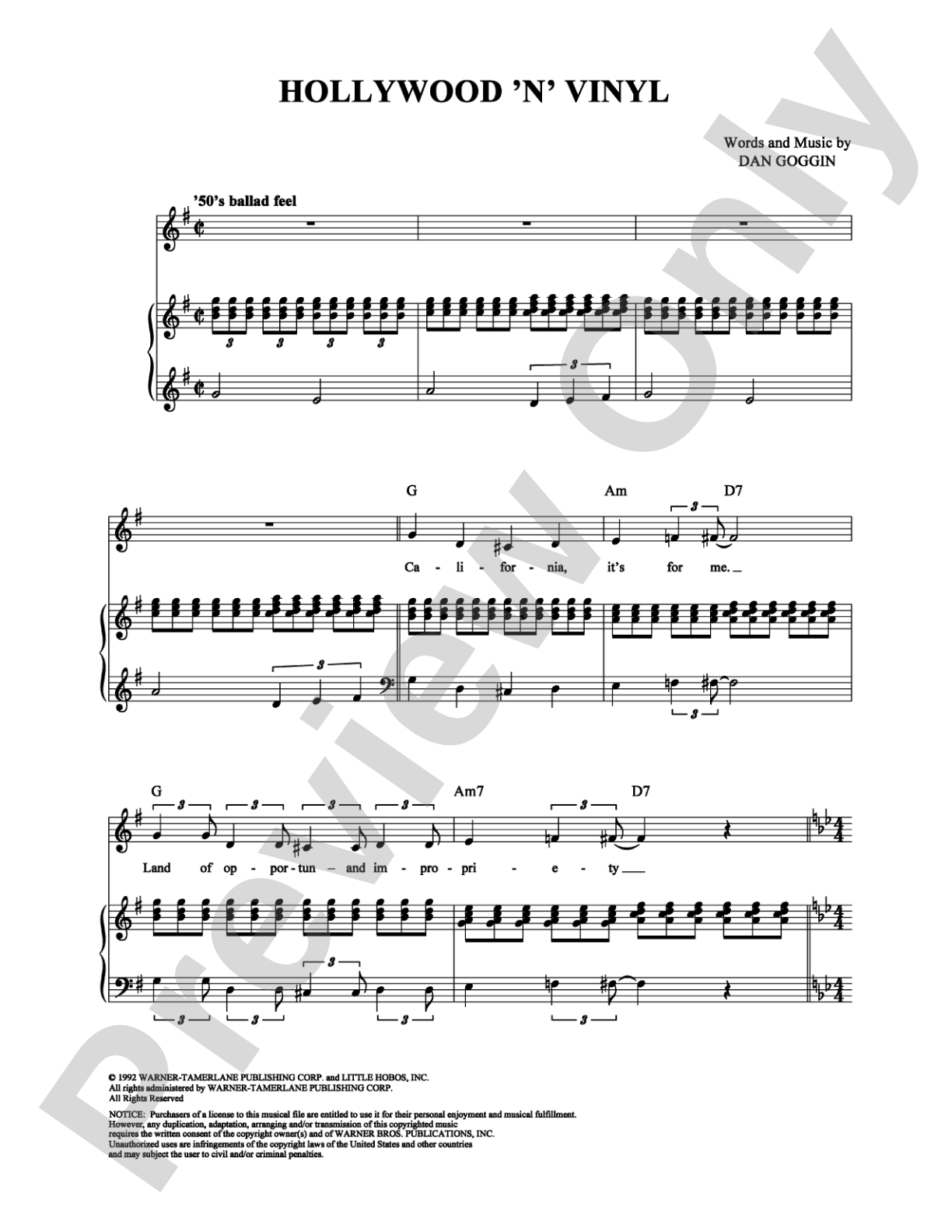 Hollywood 'n' Vinyl: Piano/Vocal/Chords Digital Sheet Music