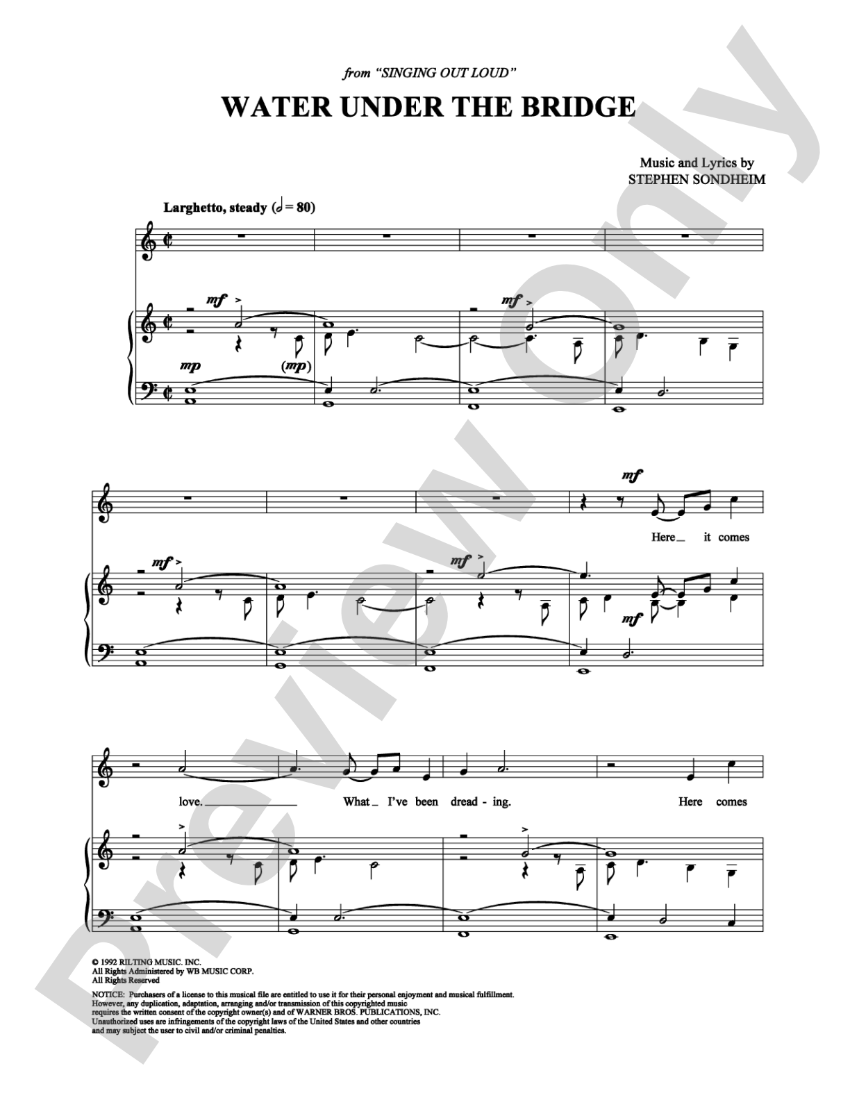 Water Under the Bridge: Piano/Vocal/Chords Digital Sheet Music