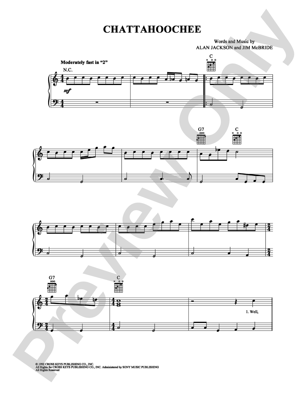 Chattahoochee: Piano/Vocal/Chords Digital Sheet Music