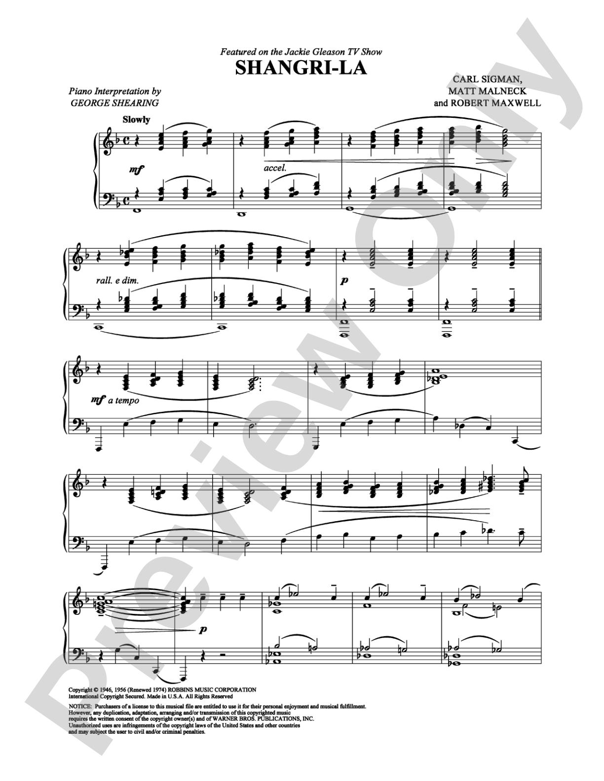 Shangri-La: Piano Digital Sheet Music