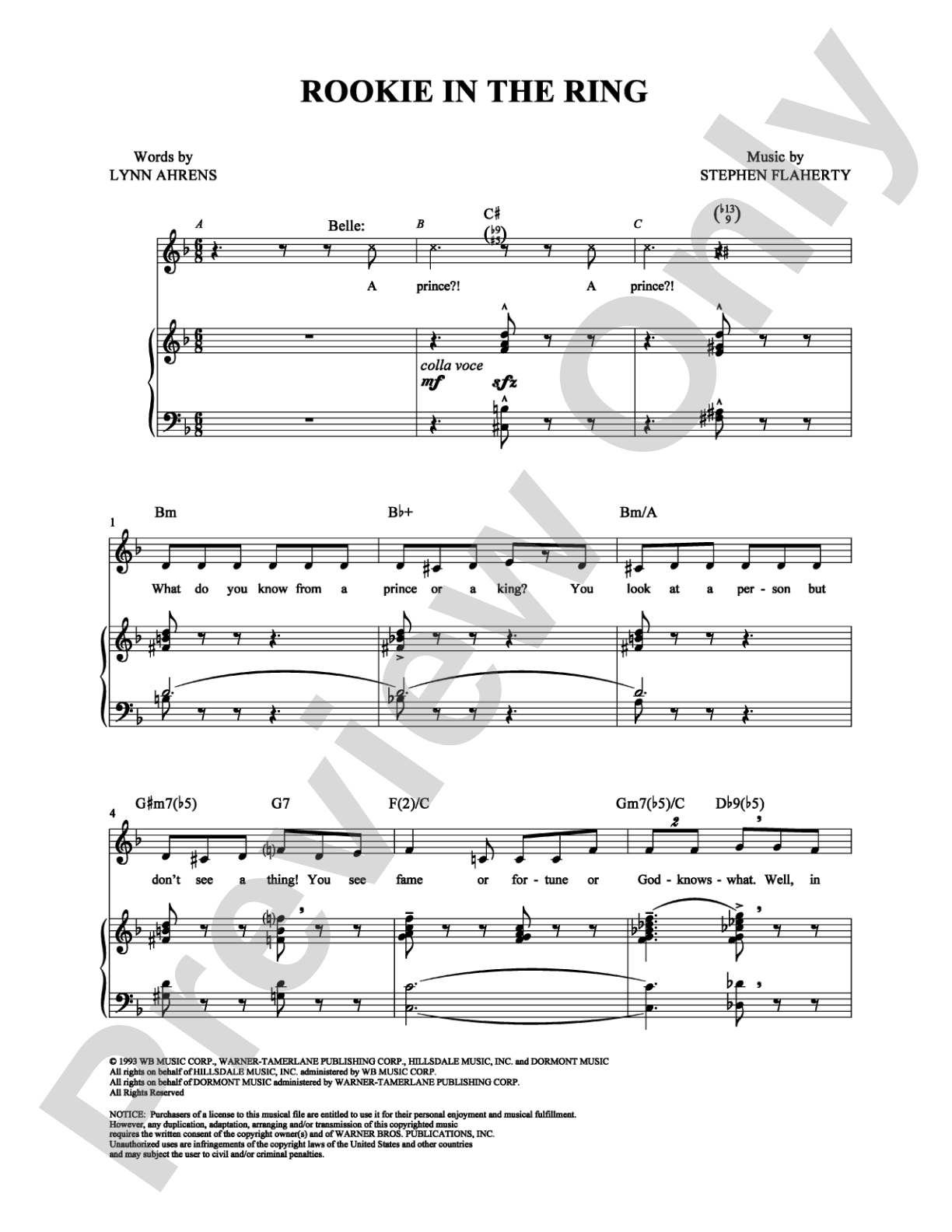 Rookie in the Ring: Piano/Vocal/Chords Digital Sheet Music