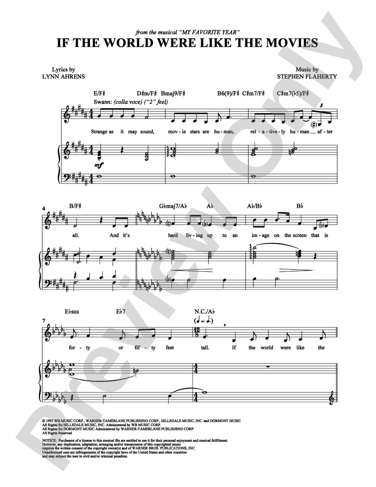 If the World Were Like the Movies: Piano/Vocal/Chords Digital Sheet Music