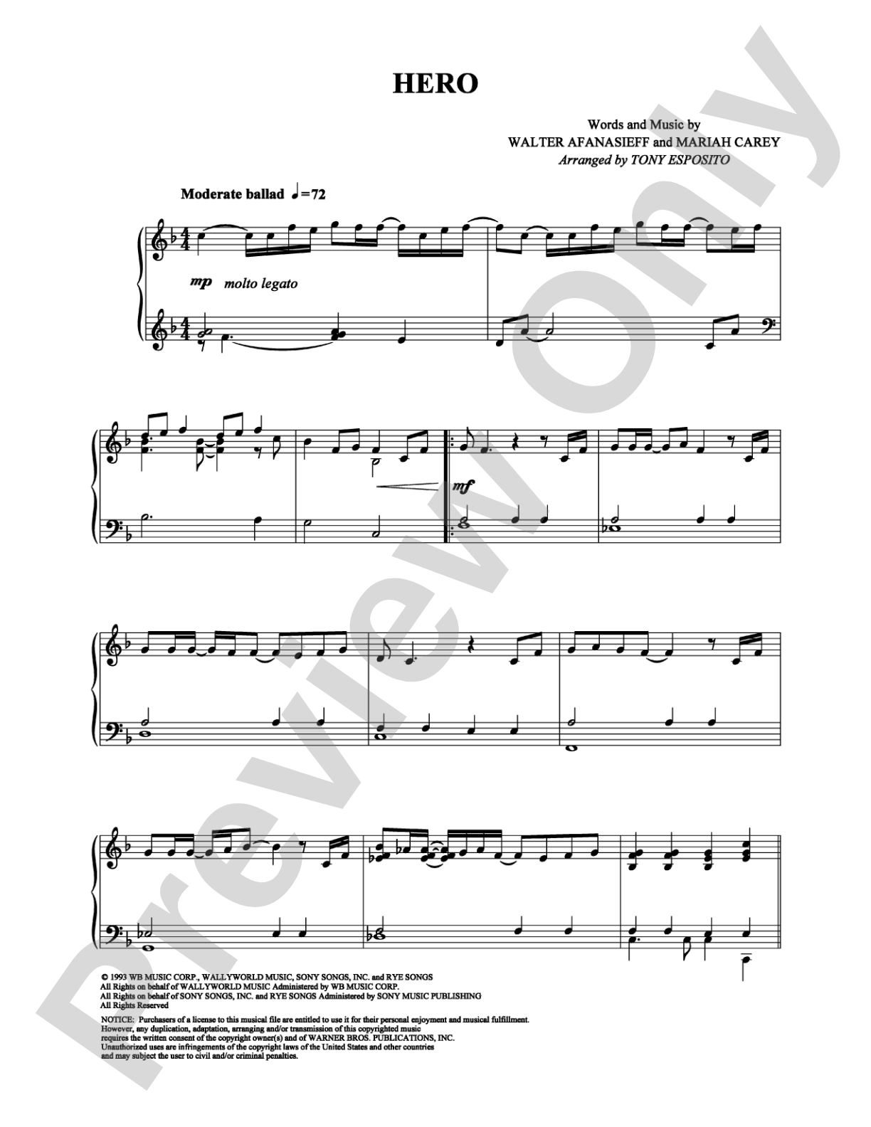 Hero: Piano Digital Sheet Music