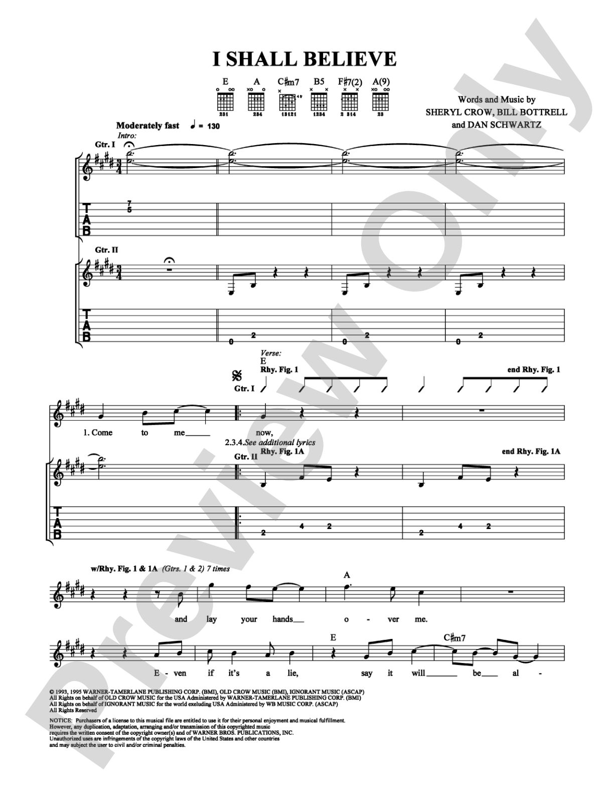I Shall Believe: Guitar TAB Digital Sheet Music