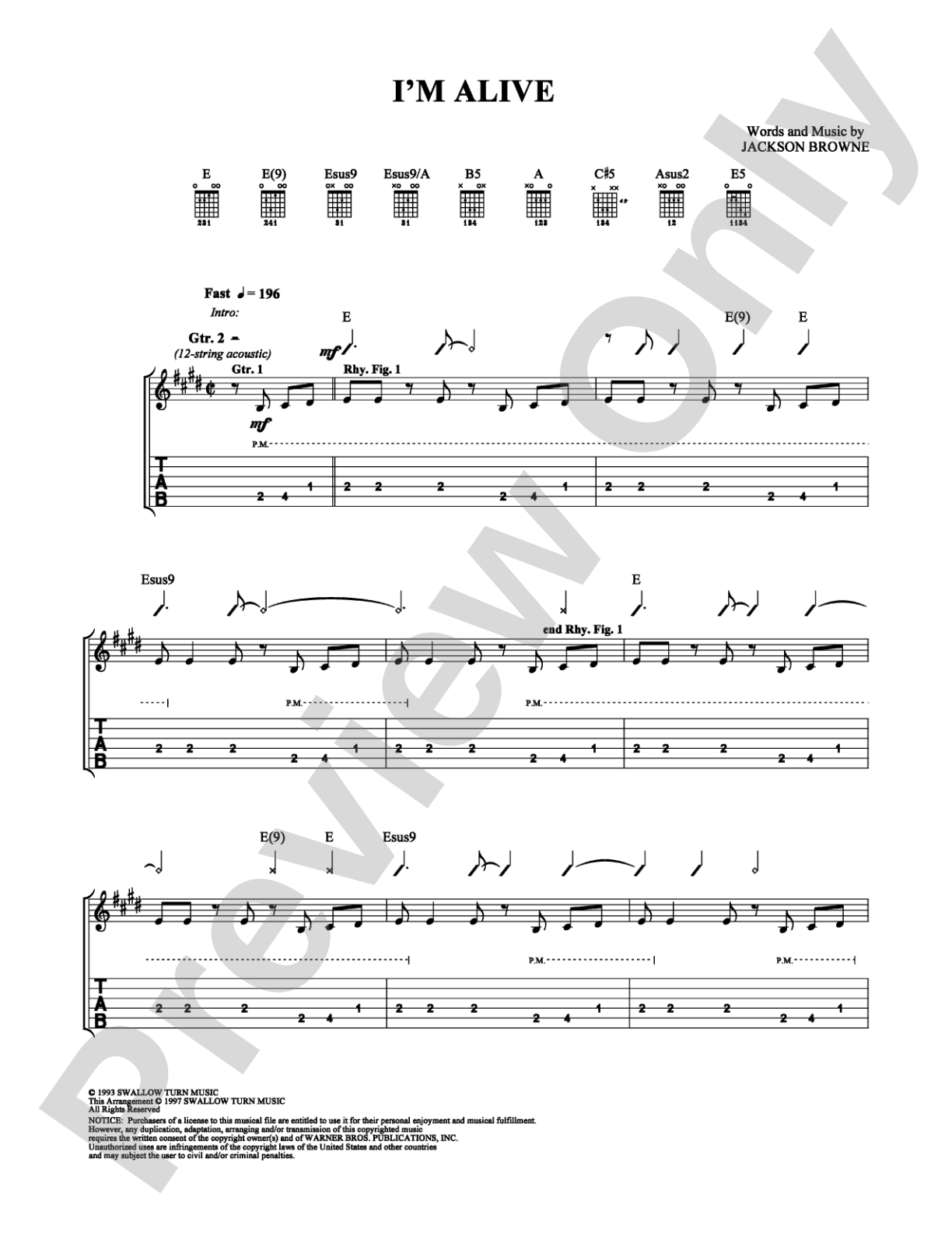 I'm Alive: Guitar TAB Digital Sheet Music