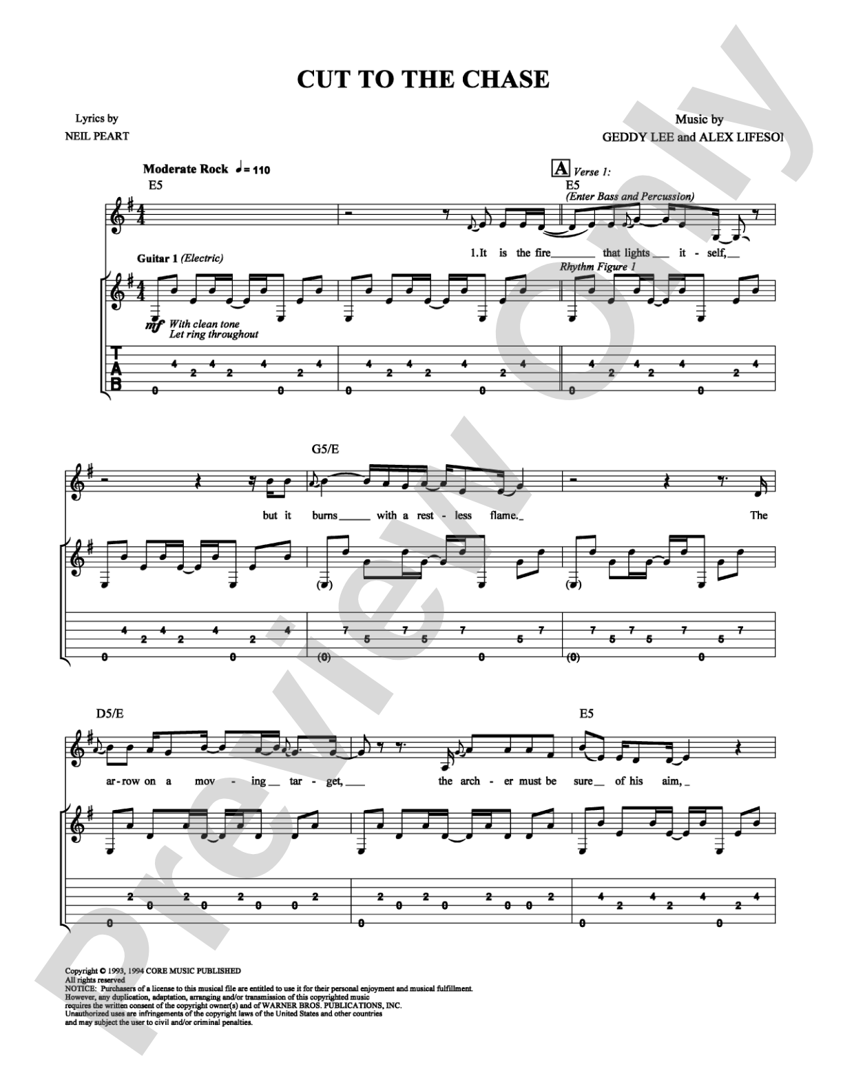 Cut to the Chase: Guitar TAB Digital Sheet Music