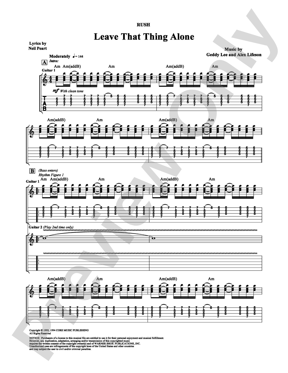 Leave That Thing Alone: Guitar TAB Digital Sheet Music