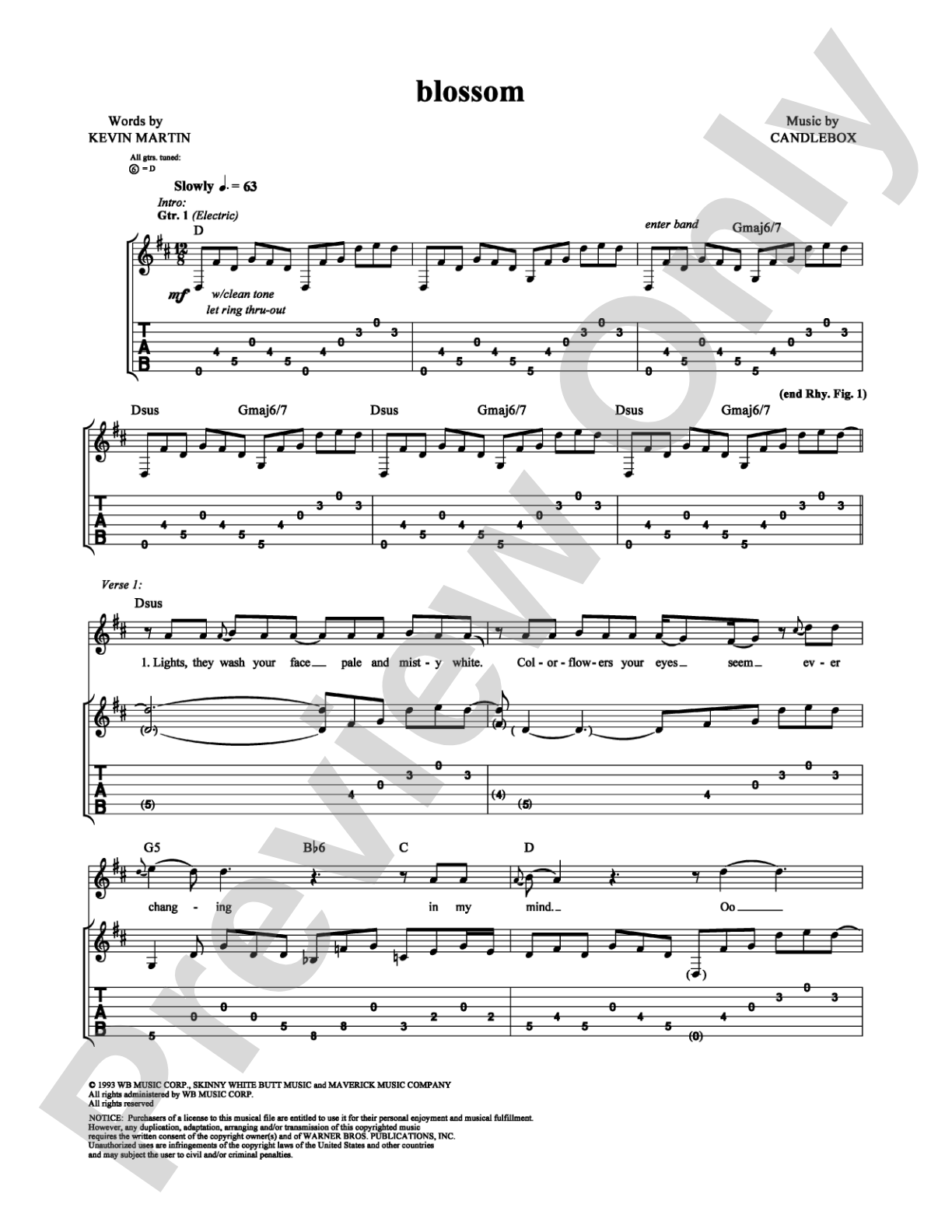 Blossom: Guitar TAB Digital Sheet Music