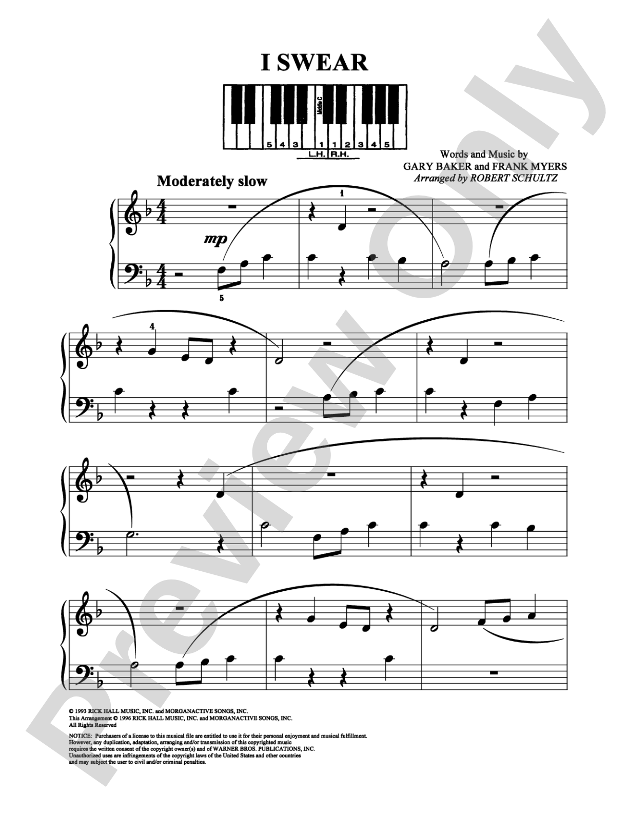 I Swear: Easy Piano Digital Sheet Music