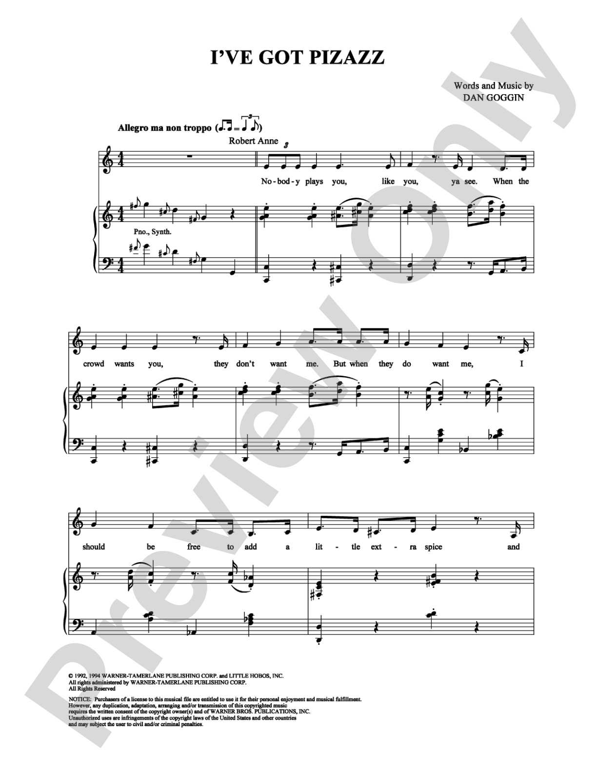 I've Got Pizazz: Piano/Vocal/Chords Digital Sheet Music