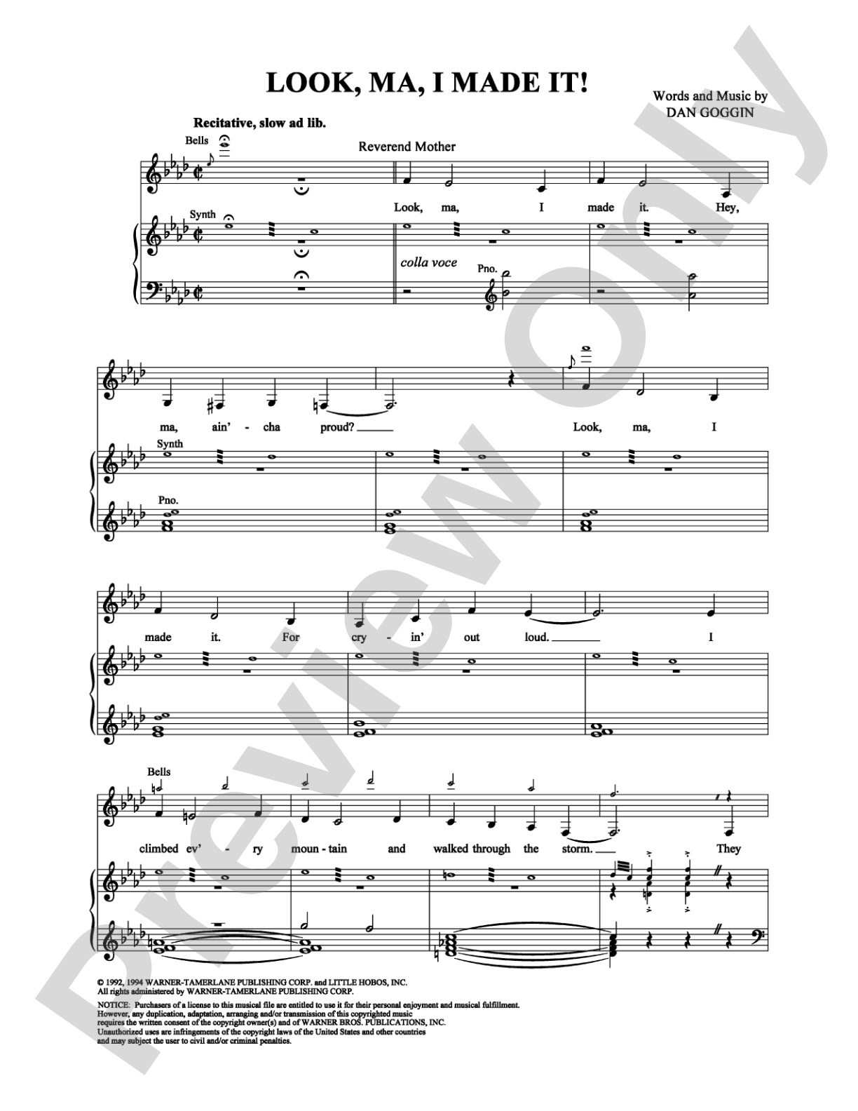 Look, Ma, I Made It!: Piano/Vocal/Chords Digital Sheet Music