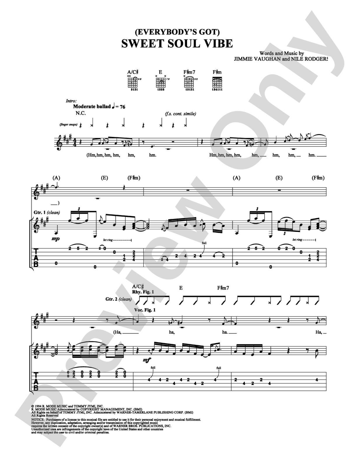 (Everybody's Got) Sweet Soul Vibe: Guitar TAB Digital Sheet Music