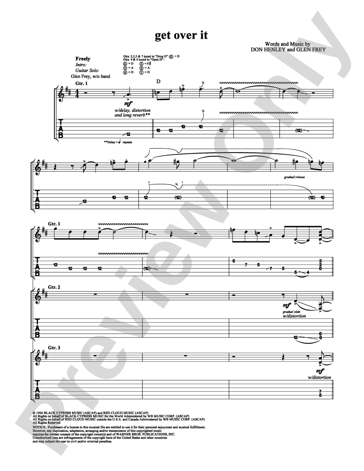 Get Over It: Guitar TAB Digital Sheet Music
