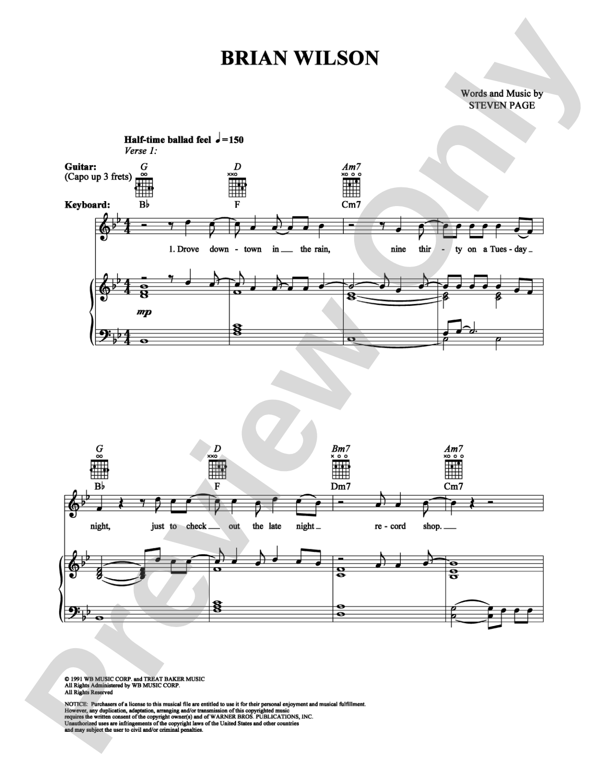 Brian Wilson: Piano/Vocal/Chords Digital Sheet Music