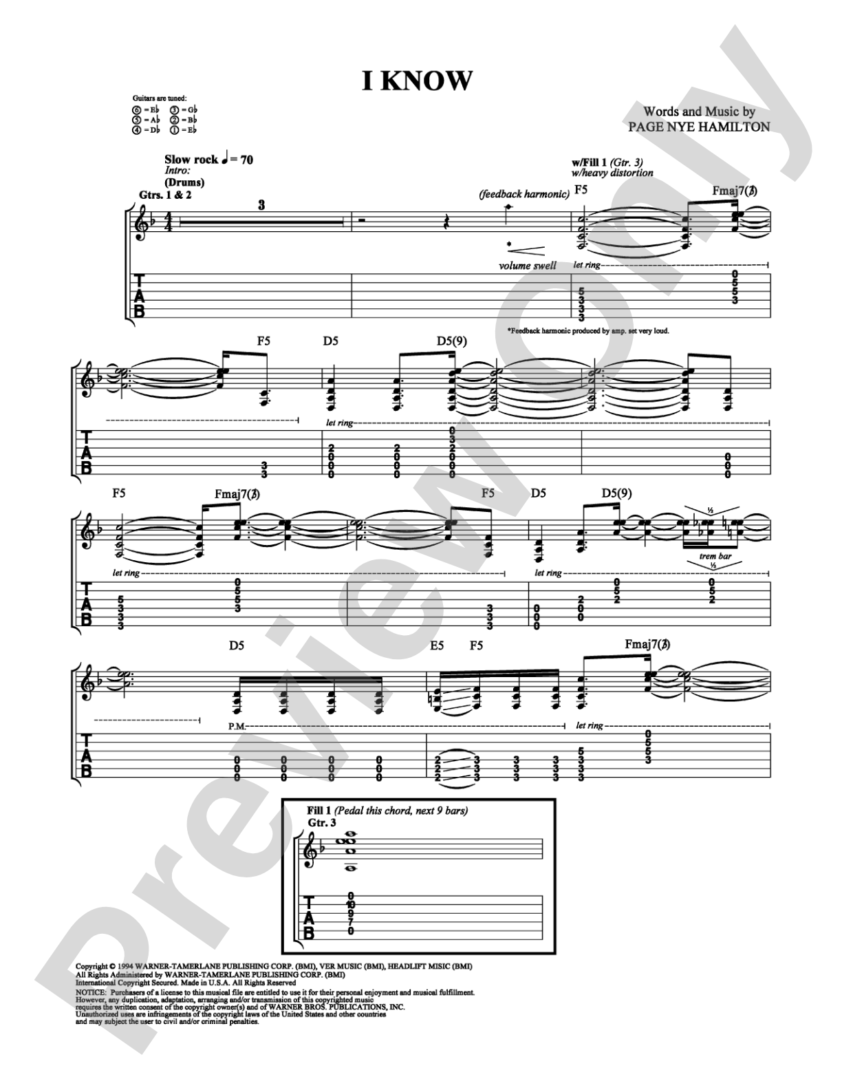 I Know: Guitar TAB Digital Sheet Music