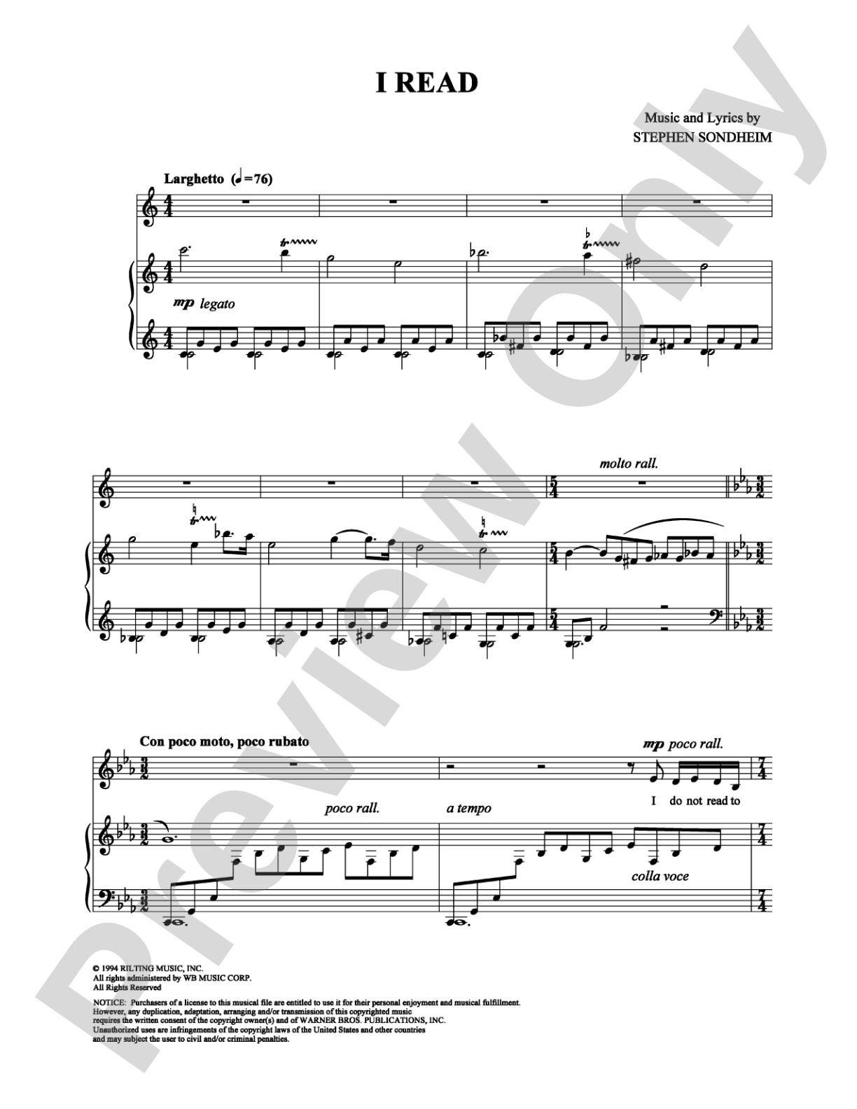 I Read: Piano/Vocal/Chords Digital Sheet Music